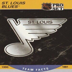 St. Louis Blues Team Facts 1990/1991 - 1990 Pro Set Hockey Card
